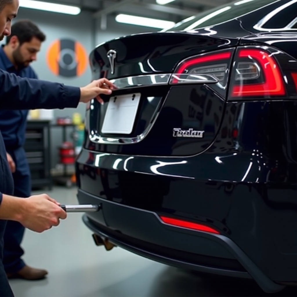 instalacja haka w modelu Tesla 3