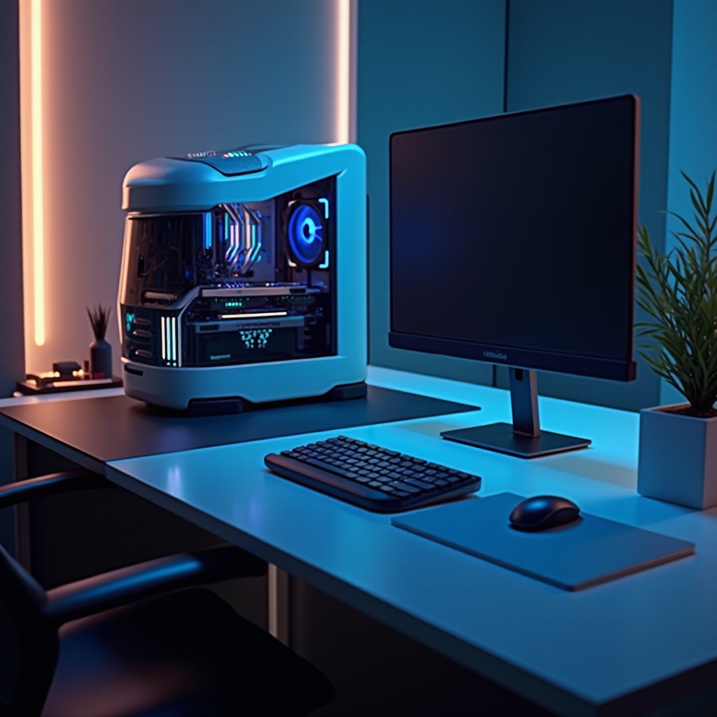 حالة الكمبيوتر مع شاشة مدمجة