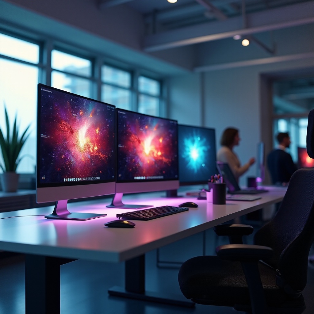 komputery obsługujące 3 monitory